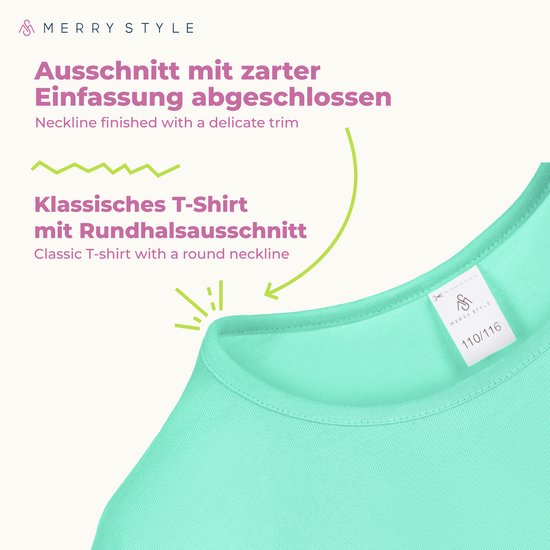 Merry Style Meisjes T-shirts Sport – Meisjes Crop – Gym – Yoga – Hardlopen – Mintgroen – 140 - MS-MS10-468-BL
