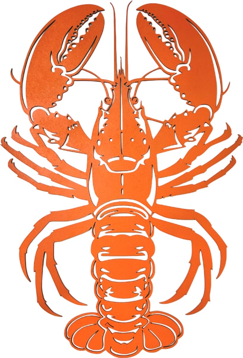 Kreeft wanddecoratie - Houten wanddecoratie - 30x43cm - Kreeft - Restaurant - Mancave - Dieren - 3mm - Hout - Cadeau - Oranje