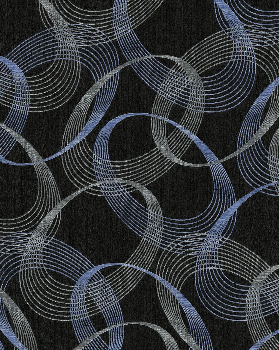 Grafisch behang EDEM 85034BR36 vinylbehang licht gestructureerd met abstract patroon en metalen accenten antraciet zwartgrijs paarsblauw zilver 5,33 m2