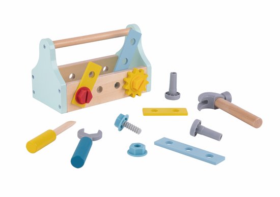 Deluxe Holz Werkzeug für Kinder - 50 -TLG - Kompakter Werkzeugkoffer mit Zubehör