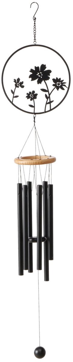 Boltze - Windvanger - Windgong - Metaal - Zwart - Hout - 74x16x10cm