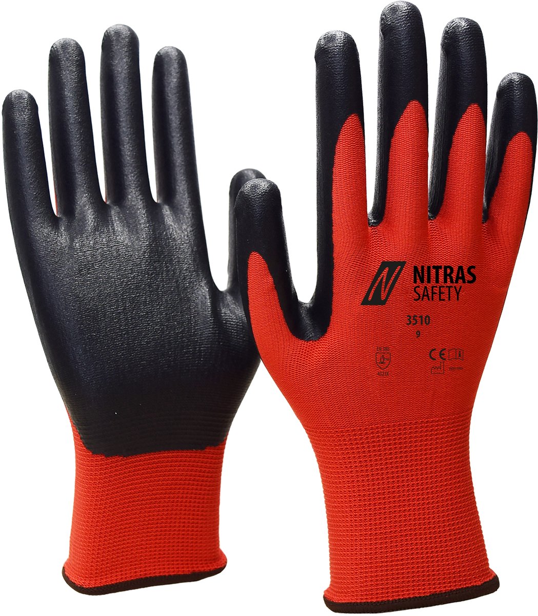 Nitras Handschoenen Nitril rood / zwart Foam Gr. 11 - 3510-11