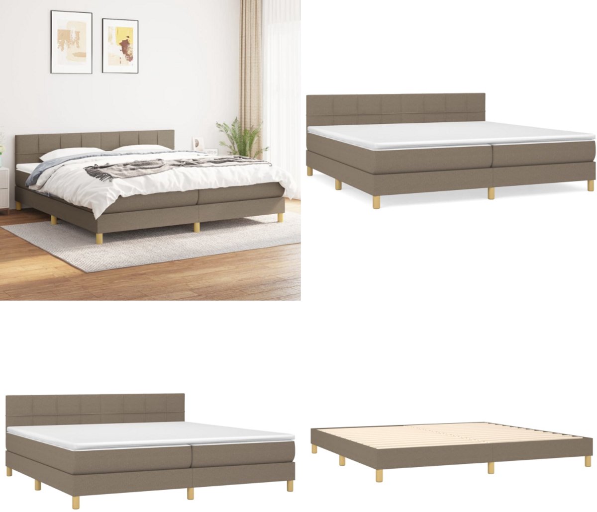 vidaXL Boxspring met matras stof taupe 200x200 cm - Boxspring - Boxsprings - Bed - Slaapmeubel