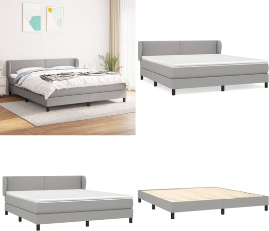 vidaXL Boxspring avec matelas Tissu Gris clair 180x200 cm - Boxspring - Sommiers - Lit - Meubles de couchage