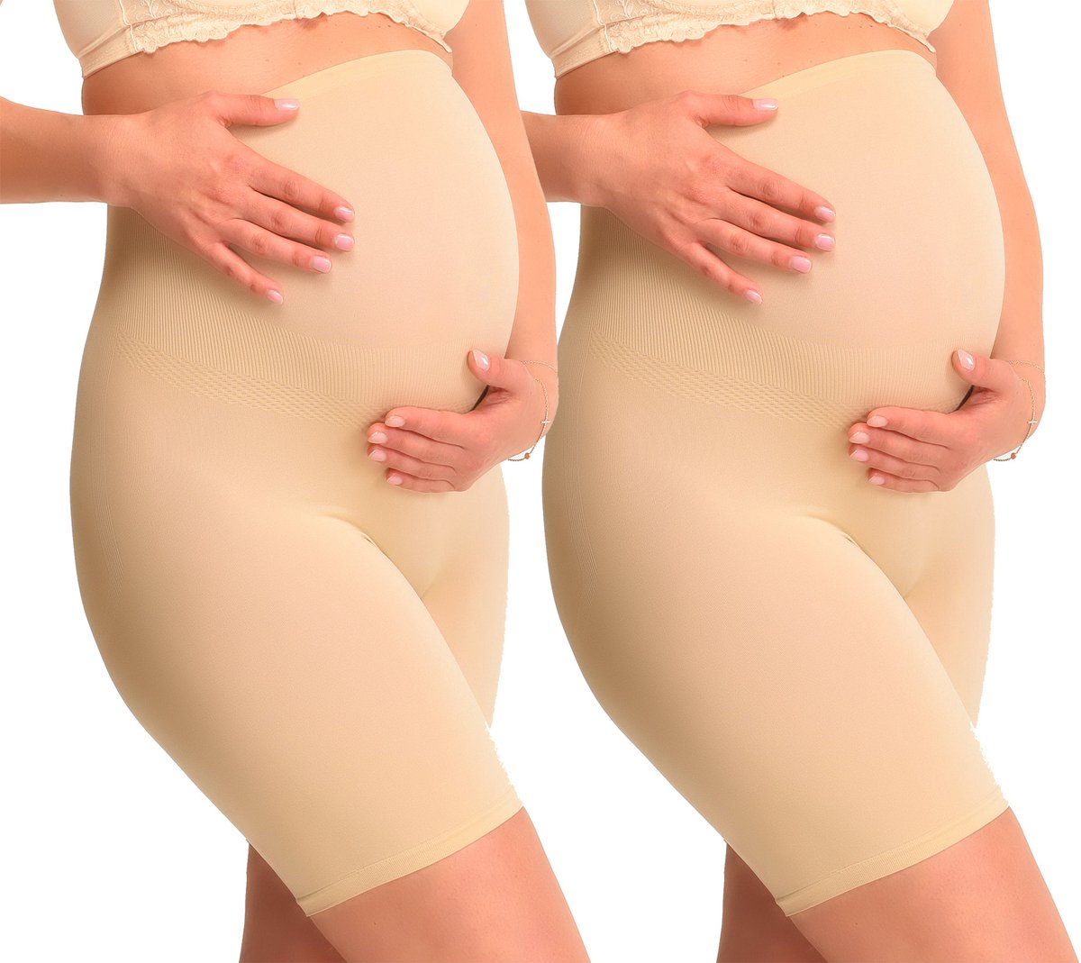 Mamsy 2-Pack Seamless zwangerschaps Short met shapewear effect - Beige