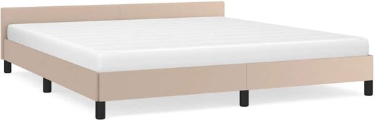 vidaXL Bedframe met hoofdeinde zonder matras Cappuccino 160x200 cm - Bedframe Met Hoofdbord - Bedframes Met Hoofdborden - Bedframe - Bed