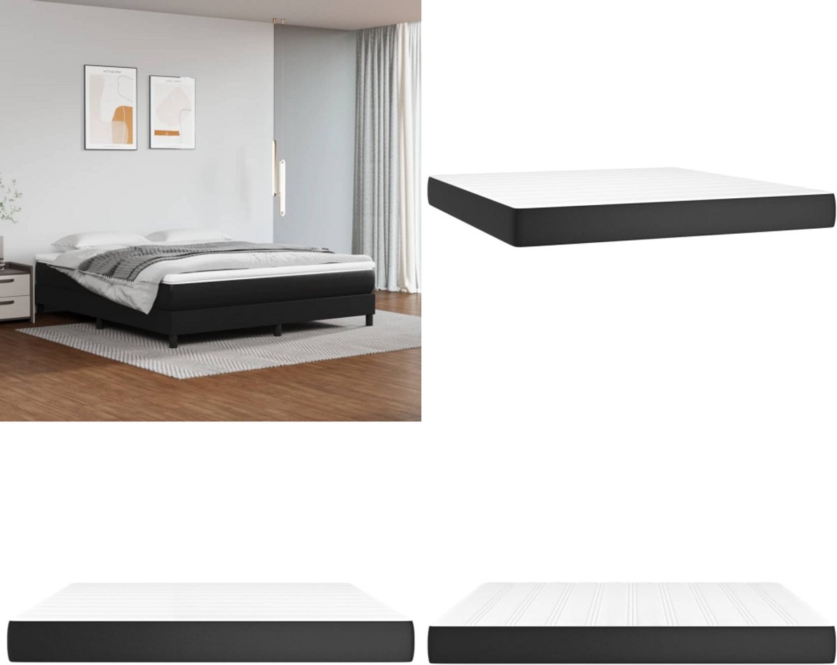 vidaXL Pocketveringmatras 180x200x20 cm kunstleer zwart - Pocketveringmatras - Pocketveringmatrassen - Matras - Pocketvering Matras