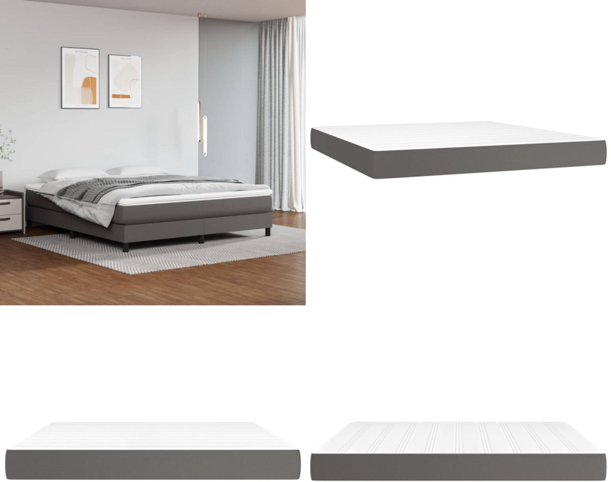 vidaXL Pocketveringmatras 180x200x20 cm kunstleer grijs - Pocketveringmatras - Pocketveringmatrassen - Matras - Pocketvering Matras