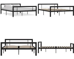vidaXL Bedframe metaal zwart en wit 120x200 cm - Bedframe - Bedframes - Tweepersoonsbed - Tweepersoonsbedden