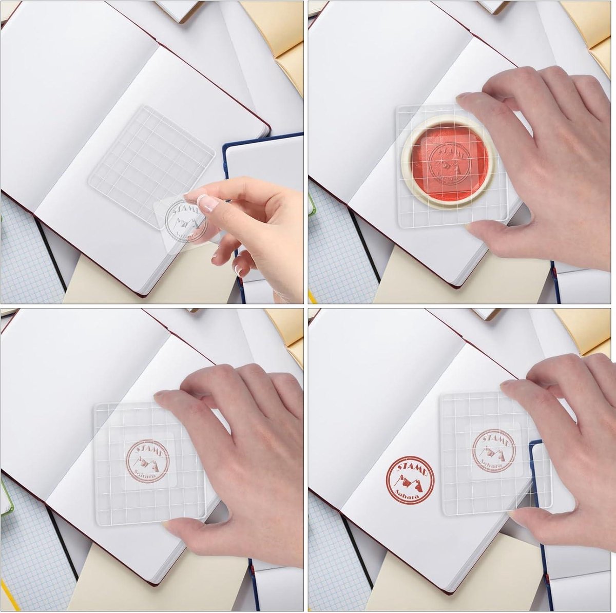 Lot De 3 Blocs Acryliques Pour Tampons En Silicone 75 Cm Transparents Avec Grille Pour Scrapbooking Et Album Photo