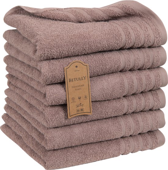 Betully ® Albea- Handdoeken 50 x 100 cm - set van 6 - Hotelkwaliteit – Zware kwaliteit 500 g/m2 Beige