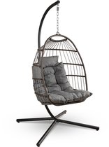 Bol.com SereneLife Hangende Ei-Stoel met Stand - Tot 250 kg Draagvermogen - Prachtige Schommelstoel met een Basis van Riet en ee... aanbieding