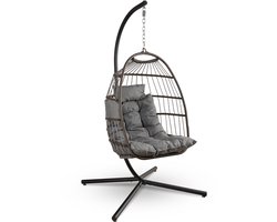 SereneLife Hangende Ei-Stoel met Stand - Tot 250 kg Draagvermogen