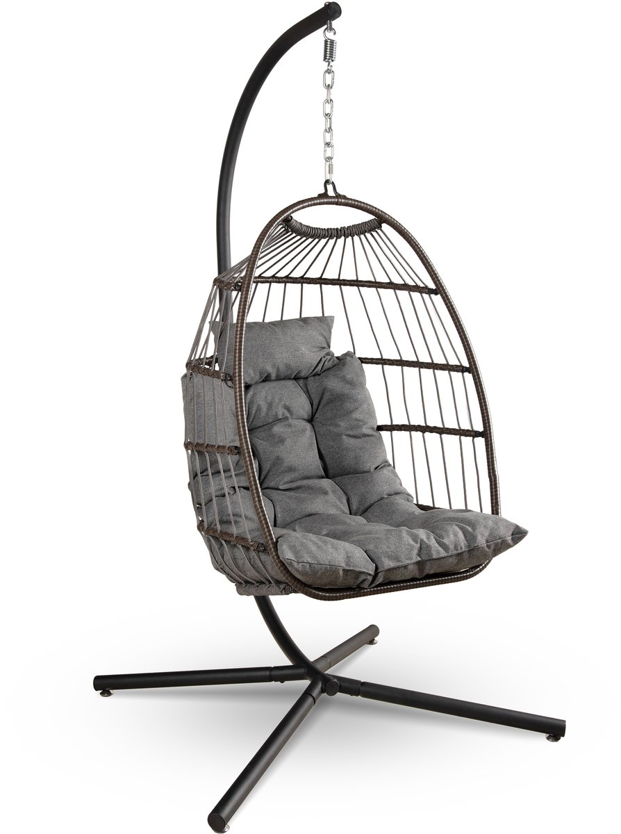 SereneLife Hangende Ei-Stoel met Stand - Tot 250 kg Draagvermogen