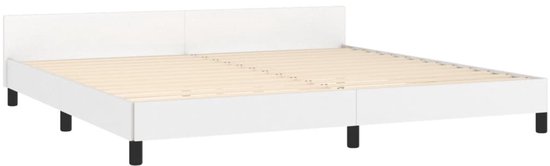 vidaXL Cadre de lit avec tête de lit Simili cuir Blanc 200x200 cm - Cadre de lit avec tête de lit - Encadrements de lit avec têtes de lit - Cadre de lit - Lit