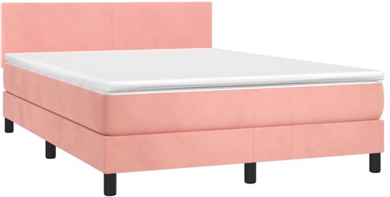 vidaXL Boxspring avec matelas Velours Rose 140x190 cm - Boxspring - Sommiers - Lit - Meubles de couchage