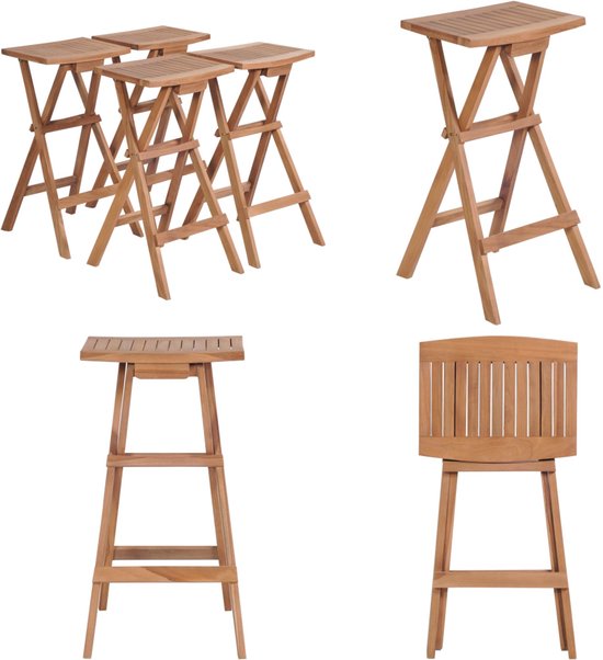 COSTWAY Set van 2 Opvouwbare Barstoelen Bamboe met Voetensteun COSTWAY Set van 2 Opvouwbare Barstoelen Bamboe met Voetensteun