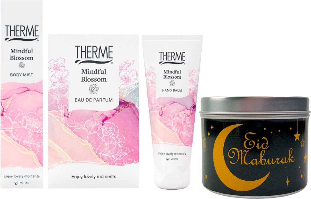 Therme Cadeauset Ramadan Suikerfeest Mindful Blossom Perfum & Hand Balm - Therme Eau de Parfum 30 ml Mindful Blossom - Therme Body Mist 60 ml Mindful Blossom - Therme Hand Balm 75ml Mindful Blossom