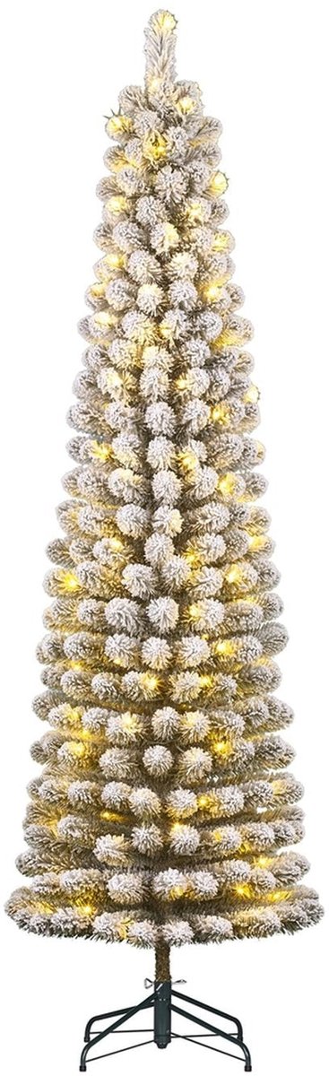 Black Box Trees Charlton - smalle kunstkerstboom met sneeuw en verlichting groen 1,55m x 48cm