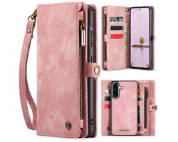 CaseMe Hoesje - Geschikt voor Samsung Galaxy A56 Hoesje - CaseMe 008 2-in-1 Book Case & Back Cover met Portemonnee - Pink