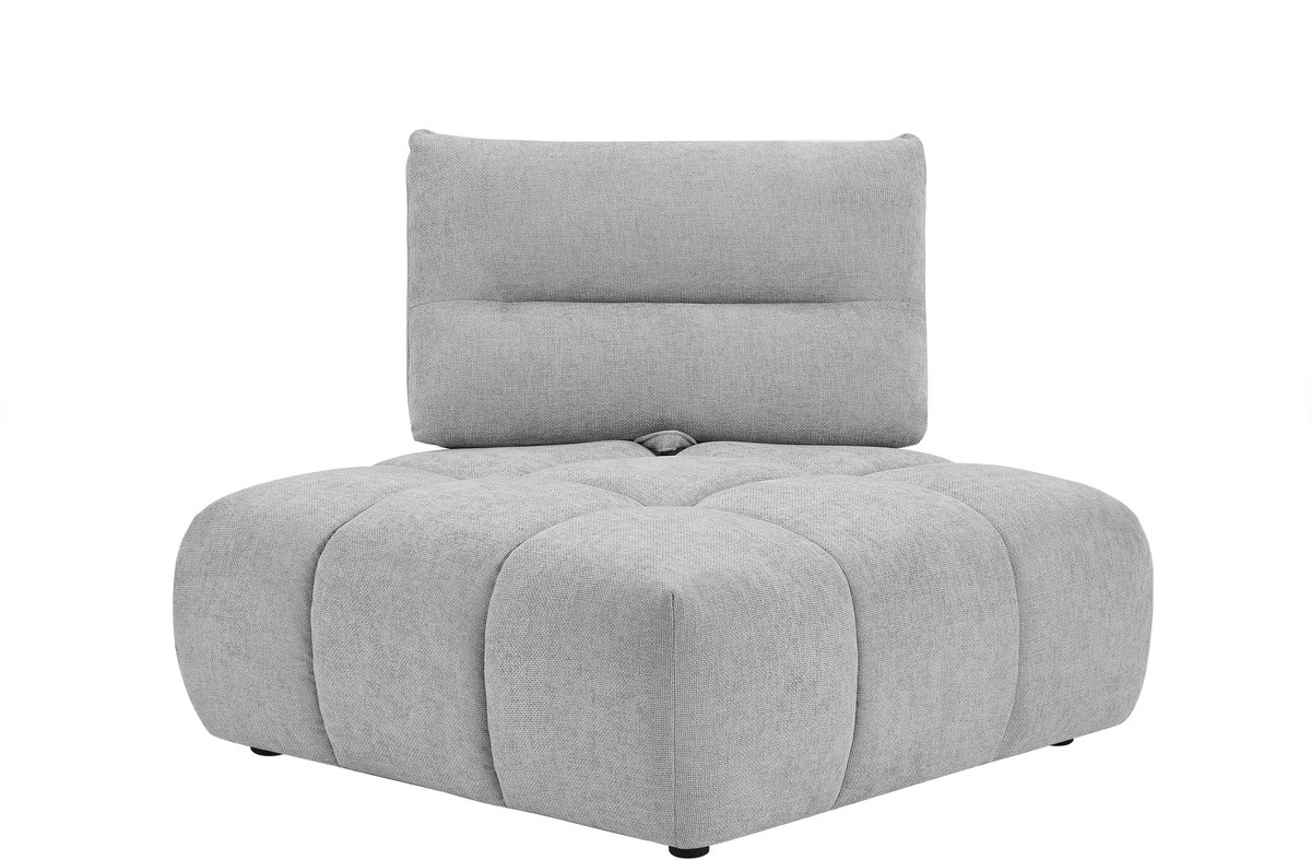 Vente-unique Hoekfauteuil met schuivende rugleuning van lichtgrijze stof met textuur APOLIU Lichtgrijs