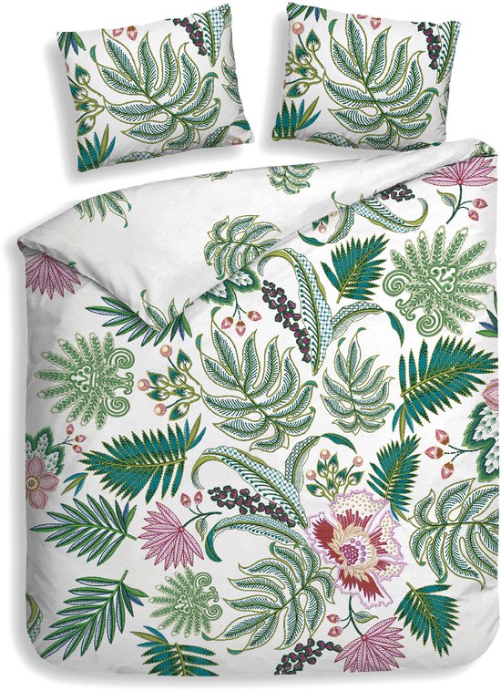 COTTON ARTean Ecuador Dekbedovertrek 180 cm, satijn, katoen, draaddichtheid 200, omkeerbaar, 260 x 240 cm 2 kussenslopen, meerkleurig, knoopsluiting