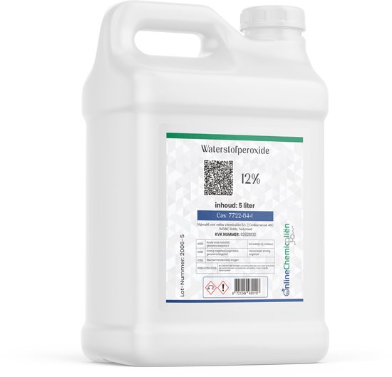 Online chemicalien – Waterstofperoxide – 12% – 5 Liter – Zuurstofwater – Ontsmetten en Huishoudelijk