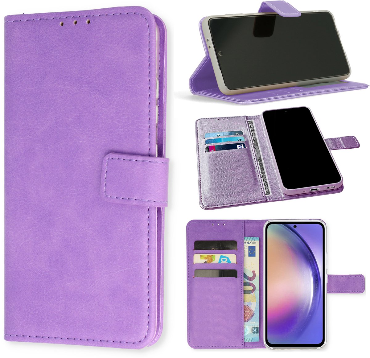 Casemania Hoesje Geschikt voor Apple iPhone 16e - Paars - Portemonnee Book Case