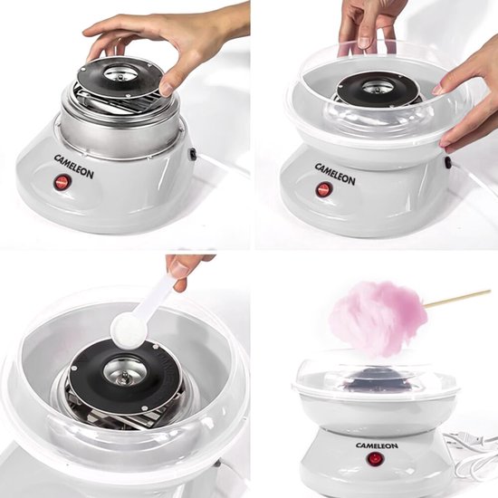 Suikerspinmachine - Eenvoudig Suikerwolken Creëren | Wit, Inclusief Stokjes! — afbeelding 3