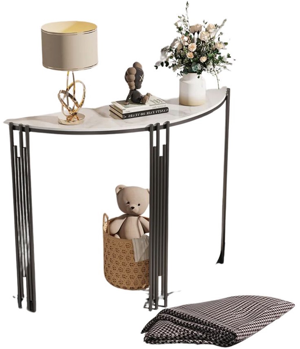 Betaalbare Goederen® Side Table Rond - Sidetable - sidetable zwart - sidetable industrieel - sidetable wit - side table zwart
