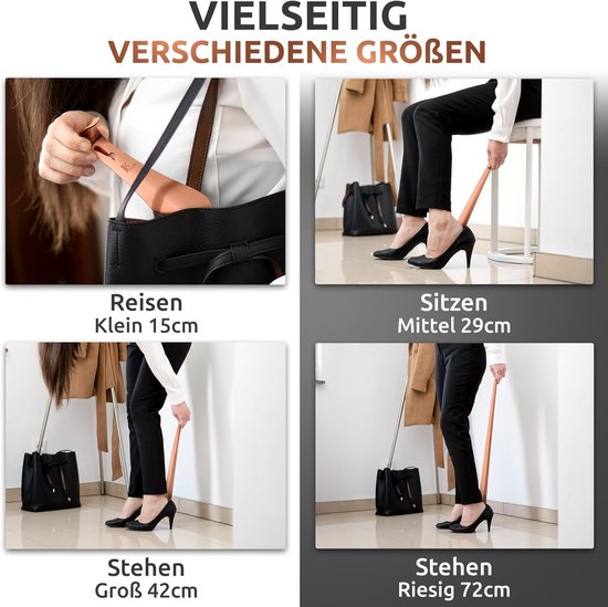 JK Trade® 29cm STABLE Roestvrij Stalen Schoenlepel | Schoenlepel Roestvrij Staal voor Zitten | Snel & Makkelijk op de Rug | Geoptimaliseerde Lengte & Breedte | Schoenlepel | Zakelijk | Hangbaar