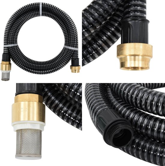 Tuyau d'aspiration vidaXL 3 m PVC noir avec raccords en laiton