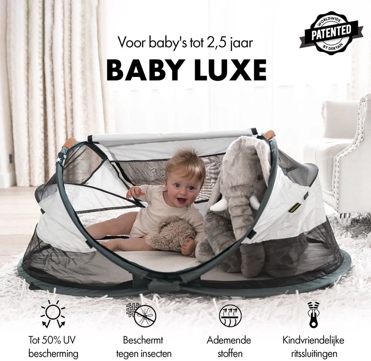 Deryan Baby Luxe Campingbedje - Reisbedje Baby met Matras thumbnail 6