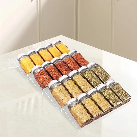 Exabang Set van 8 kruidenrek voor lade, kruidenorganizer, lade, opbergsysteem van 30 cm tot 60 cm, uittrekbaar, kruidenrek voor keuken, kast, werkblad (zwart