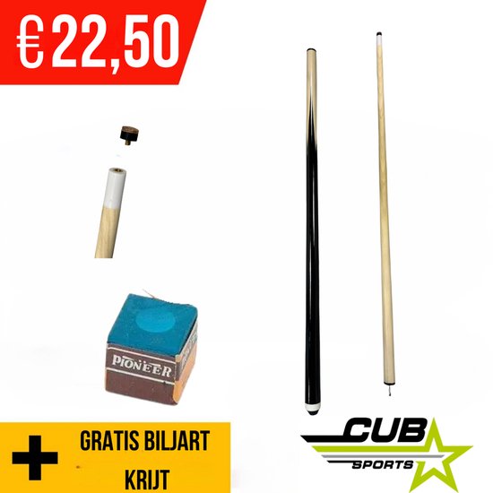 CubSports - 2-delige 122cm hardwood keu - Poolkeu met 12mm schroefpomerans - voor recreatie en kantoren - thuisgebruik - met gratis biljart krijt -