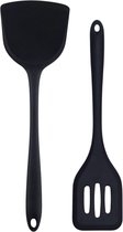 Keufens Spatule Wok + Set de spatules de cuisson - Siliconen - Résistant à la chaleur - Suspendu - Zwart - Spatule Wok - Spatule à friture - Spatule à friture