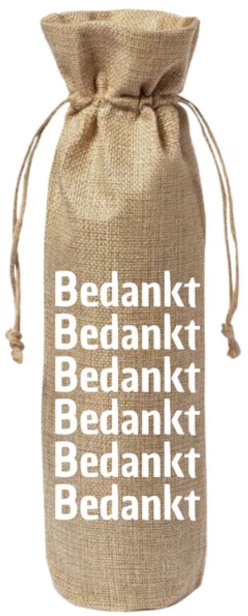 Cadeauverpakking wijnfles - Bedankt ... - Iemand bedanken - Wijncadeau - Jute - Wijntas - Geschenkzak - Wijnzak