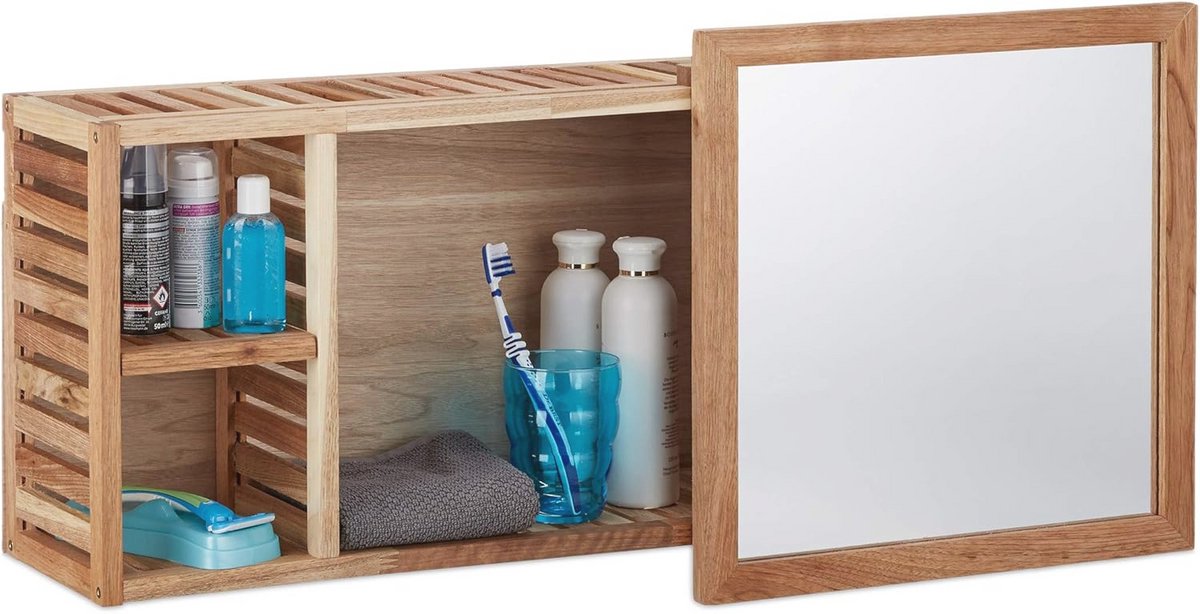 Wandrek met Spiegel van Geolied Walnotenhout voor de Badkamer - 80 cm Breed