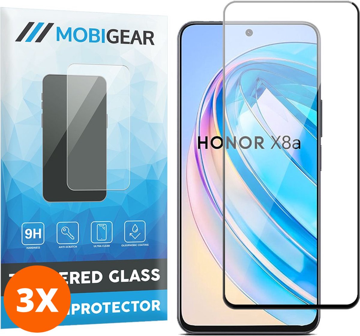 Mobigear Screenprotector geschikt voor HONOR X8A Glazen | Mobigear Premium Screenprotector - Case Friendly (3-Pack)