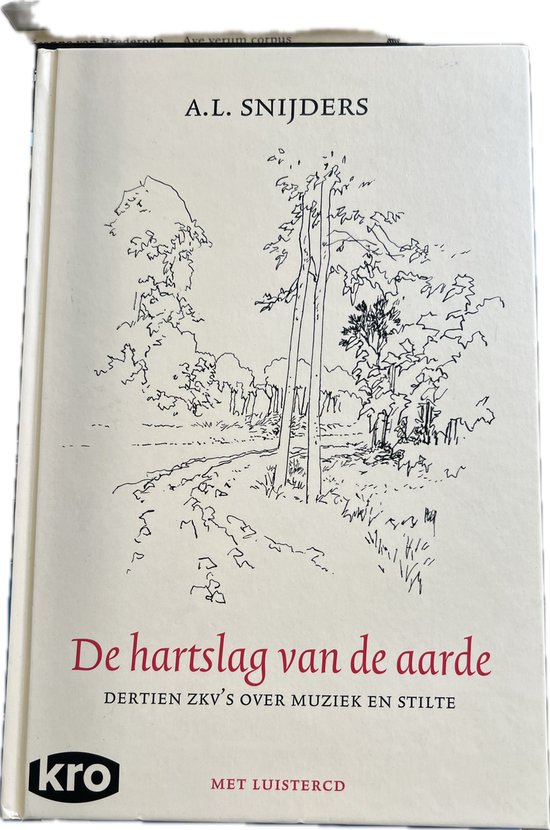 Boek met schets van bomen en een pad. Titel: De hartslag van de aarde.