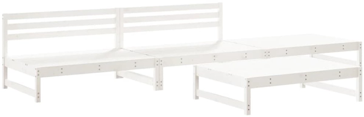 The Living Store 4-delige Loungeset massief grenenhout wit - Loungebank - Tuinset - Buitenmeubel - Hout Meubel - Paletten Lounge