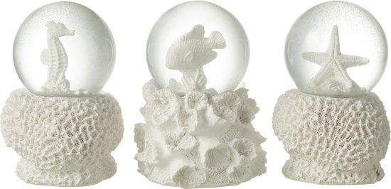 J-Line boule de neige Mer - polyrésine - blanc - large - 3 pcs