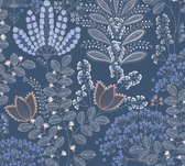 BLOEMEN BEHANG | Botanisch - Blauw Wit Grijs Oranje - LivingWalls Famous Garden