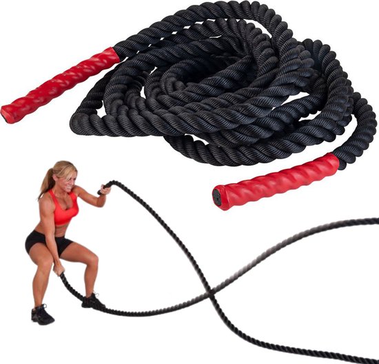 Foto: Cheqo pro fit battle rope crossfit rope fitness touw hiit training training touw krachttouw bootcamp kabels 9 meter