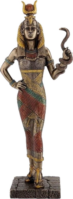 Veronese Design beeld - Hathor Moeder van de Goden Egyptische Godin - gebronsd en zeer gedetailleerd - (hxbxd) ca. 29cm x 11cm x 6,5cm
