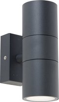 QAZQA duo - Moderne Dimbare LED Smart Wandlamp incl. wifi met Dimmer Up Down voor buiten - 2 lichts - D 11.5 cm - Donkergrijs - Buitenverlichting