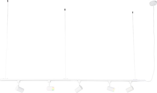 QAZQA jeana - Moderne Dimbare LED Smart Hanglamp incl. wifi met Dimmer - 5 lichts - L 193 cm - Wit - Woonkamer | Slaapkamer | Keuken