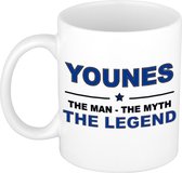 Nom cadeau Younes - L'homme, le mythe la légende tasse à café / tasse 300 ml - nom / noms tasses - Cadeau pour anniversaire / fête des pères / retraite / succès / merci