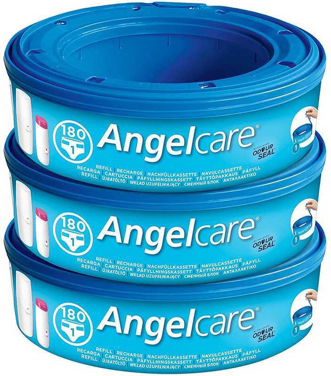 Angelcare luieremmer navullingen - 3 cassettes - Navulcassette - cartouche - poubelle a couche ANGELCARE - Lot de 3 cassettes pour système d'élimination des couches - rela