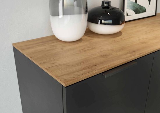 TV-meubel Murphy - Zwevend - Melamine Eiken - 2 deuren - Elektrische haard - 50 inch